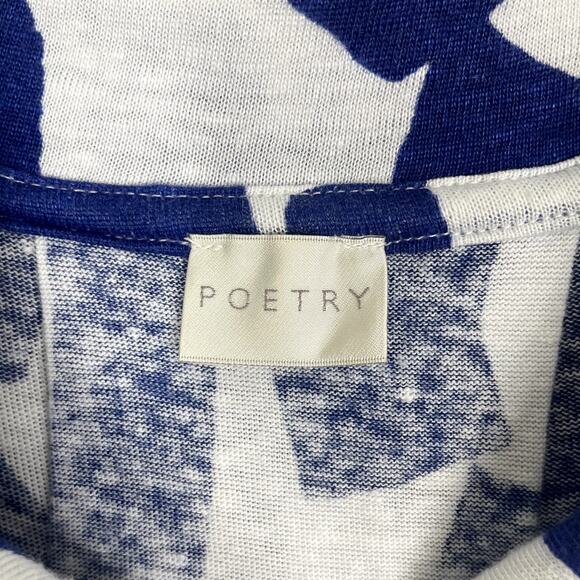 Poetry Linen Cotton Geometric Shift Dress Art To Wear Lagenlook Blue White US 16 - Picture 14 of 15